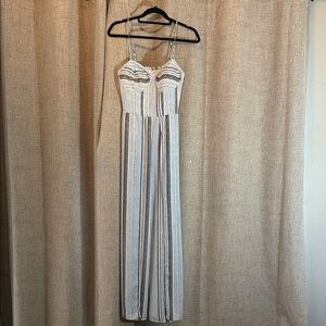 Xhilaration Blue and White Striped Jumpsuit